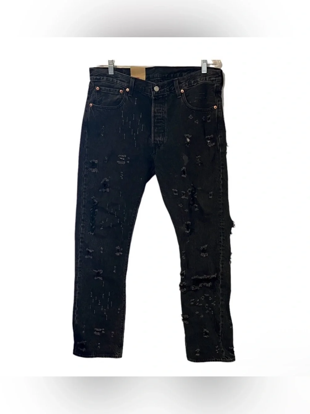Levis Mens 501 Original Black Distressed Jeans Sz 34 x 34 NWT